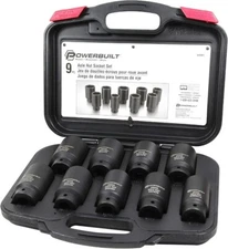 Powerbuilt 9 Piece Deluxe Axle Nut Socket Set, Foreign Vehicles - 648991