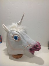 Unicorn Horse Head Latex Mask Halloween Party Dress Costume
