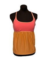 PrAna Breathe Womens Tank Top Built In Bra Spaghetti Cross Straps Orange Pink SM
