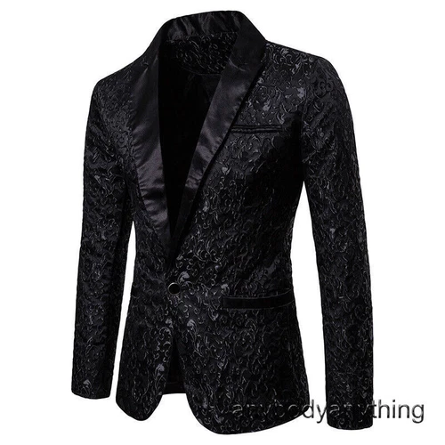 Herren Jacquard Smoking Anzug Sakko Abendessen Party Abschlussball Hochzeit Blazer Jacken Mantel - Bild 24 von 28