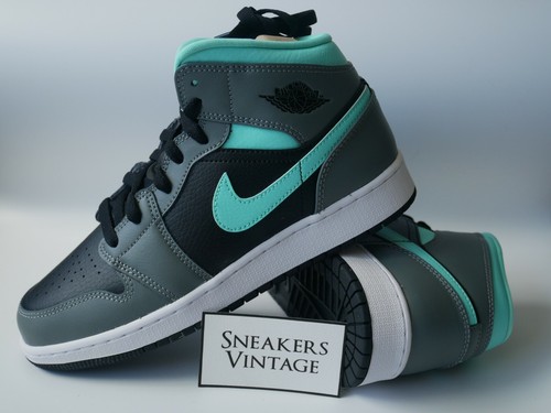 proteger obra maestra En segundo lugar New Nike Air Jordan 1 Mid GS Aqua Blue Aurora Green Dark Smoke Grey 38 40 5  6 7 | eBay