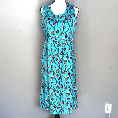Vintage CW Classics Terry Cloth Sleeveless Midi Dress Tulips Printed Size M  Teal | eBay