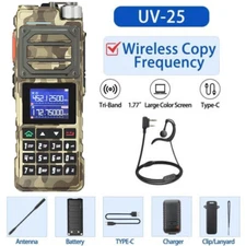 Baofeng UV-25 Walkie-Talkie 136-174&220-260&400-520MHz Tri-Band Two Way Radio US