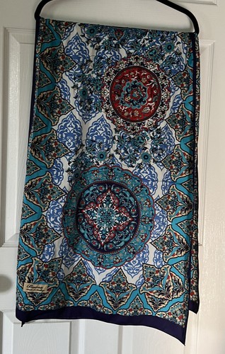 Bursa Hoten Ipek Yolu paisley Silk Art Scarf wrap oblong Made in Turkey - Picture 3 of 7