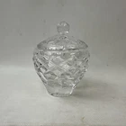 Vintage Heavy Glass Crystal Sugar Dish With Lid Clear