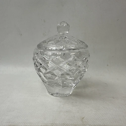 Vintage Heavy Glass Crystal Sugar Dish With Lid Clear