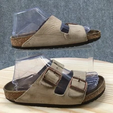 Birkenstock Sandals Mens 5 Womens 7 Arizona Slip On Buckle Slide Brown Leather