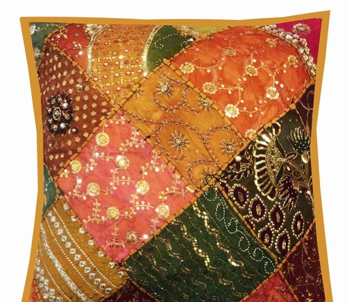 Living Room Seating Sari Cushion 24" Mustard Decorative Round Floor Pillow Cover - Picture 4 of 8