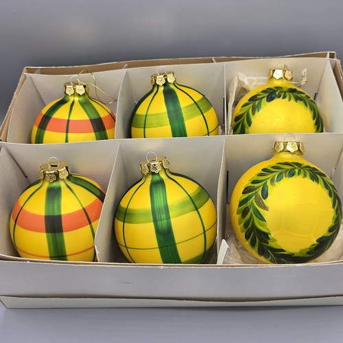 Vtg Handblown Ball Ornaments Large Handpainted Glass 5 Inch Set Of 6 Jean Manin