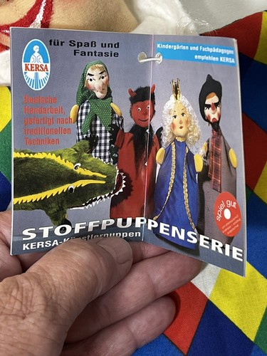 Vintage German Kersa Pretend Play Felt Hand Puppet Multi Colored Jester W/ Tags - Picture 8 of 24