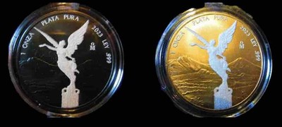 2023 Diamond Dust Libertad Mexico 2 x 1oz Silver Coin Set 24K Gold & Platinum S2