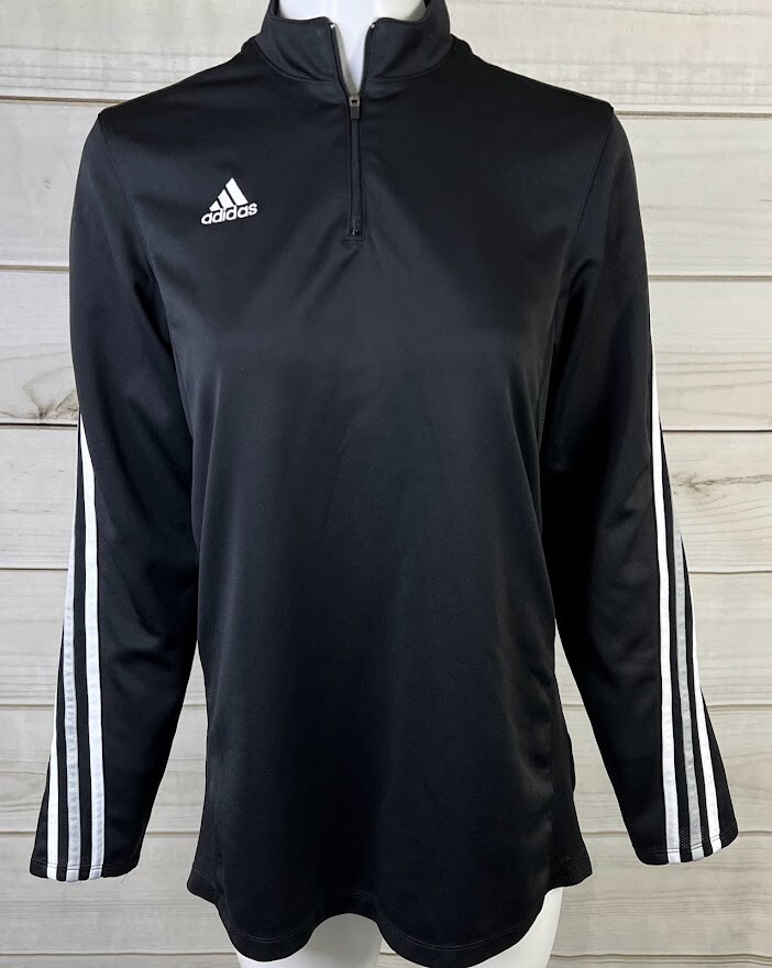 ☆adidas☆3本ライン ジップアップジャケット USA製 adidas 3 Stripes Black Running Marathon Jacket Sz Large