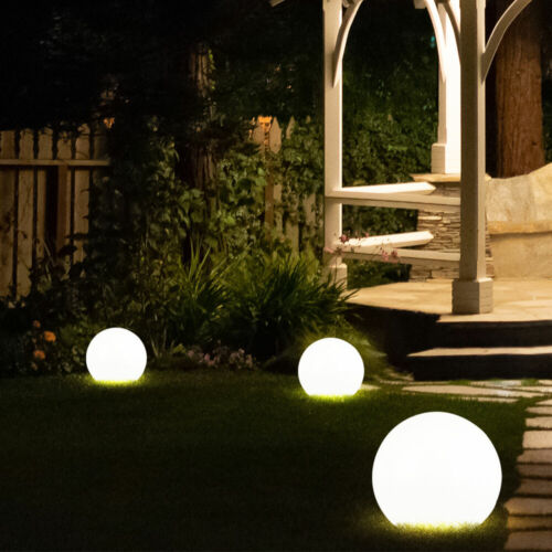 Luci esterne sfere solari LED lampade a spina giardino prato luci a sfera set da 3 - Foto 1 di 12