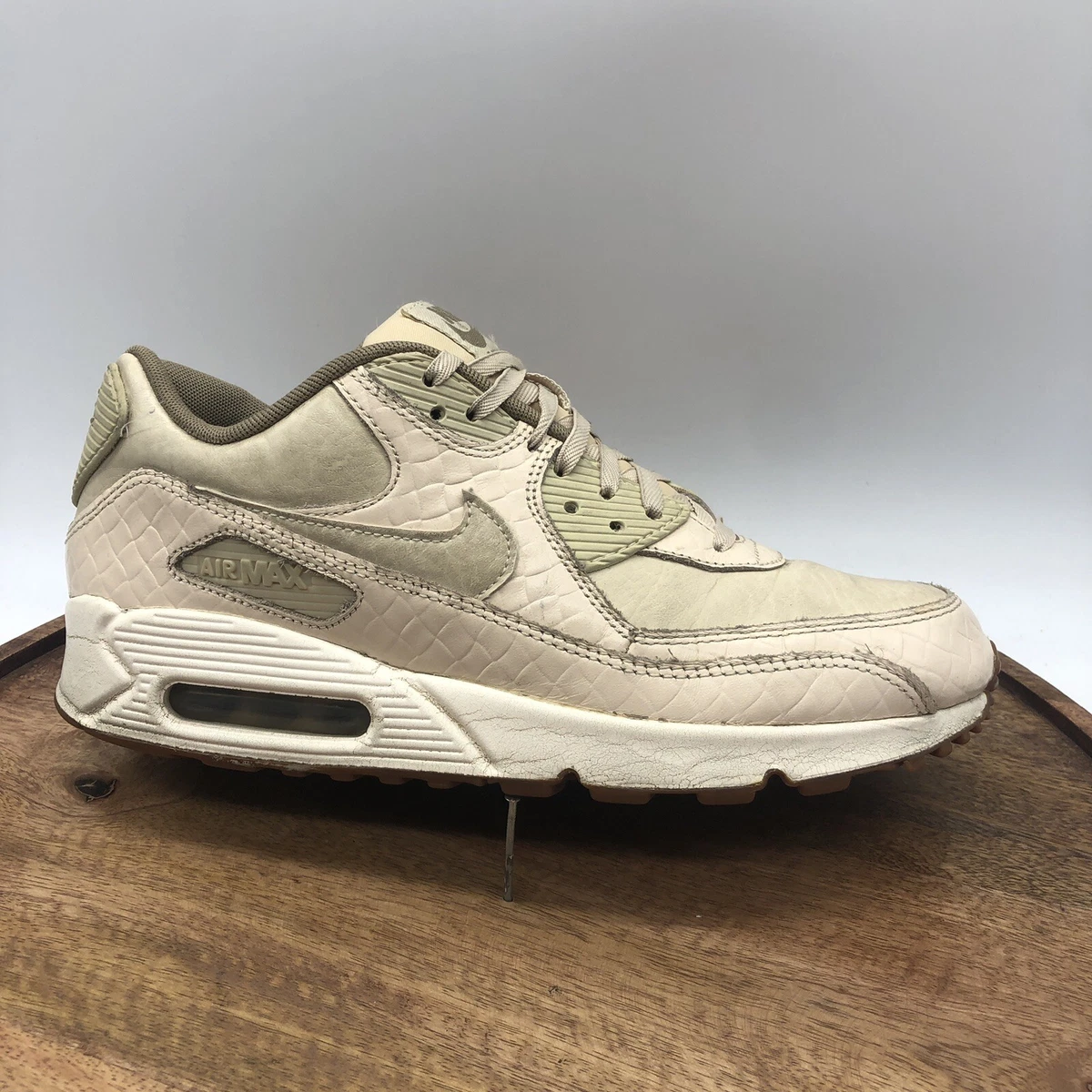 Nike Air Max 90 Womens 10 “Oatmeal” Print Leather Beige Tan Shoes |