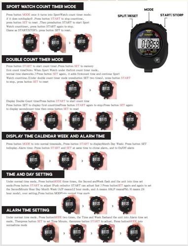 2 Pack Multifunction Electronic Digital Sport Stopwatch Timer Large Display With - Picture 7 of 7