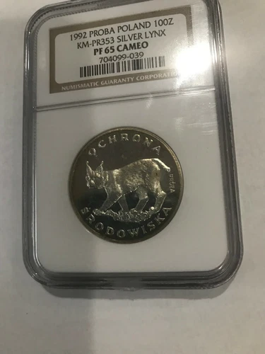 Rare 1979 Poland Silver Proof Proba 100 ZL Lynx- NGC PF 65
