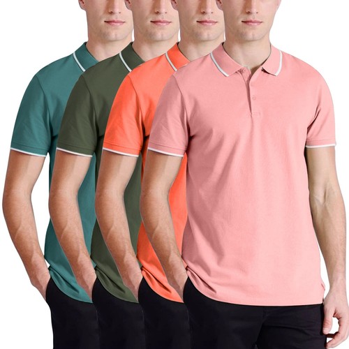 Confezione da 4 e 6 polo uomo manica corta punta tinta unita piqué top TShirt maglietta - Foto 11 di 25