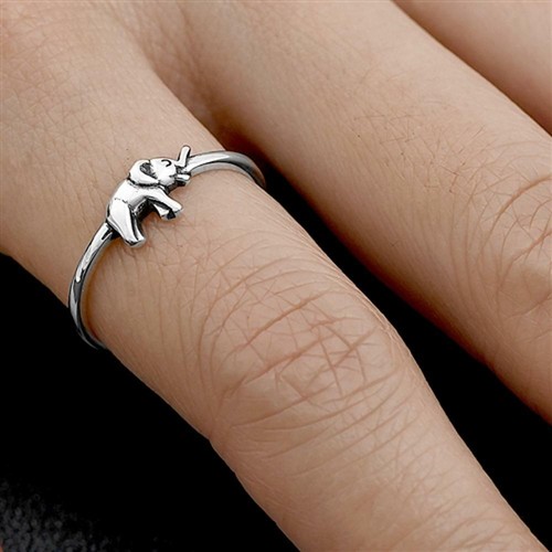 Cute Simple Elephant Polished Ring New .925 Sterling Silver Band Sizes 4-10 - 第 2/4 張圖片