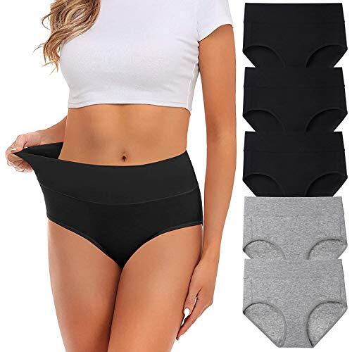 Womens Underwear,Cotton Mid Waist No Muffin Top X-Large Grey+black=total 5 Pack - Picture 2 of 7