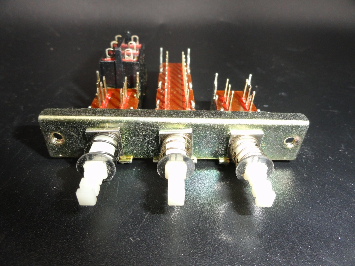 NOS 3 Gang Radio Selector style Switch, 3 push button array (Lot