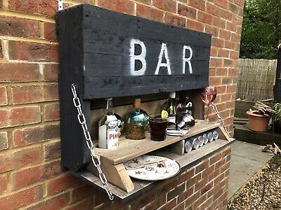 Pallet Wood Wall Bar Party Organiser Perfect Birthday Present Ebay