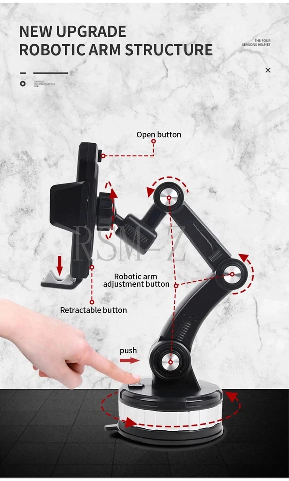 Soporte de teléfono con ventosa ABS de 360° para tablero de instrumentos de parabrisas de automóvil ajustable Foto 2 de 4