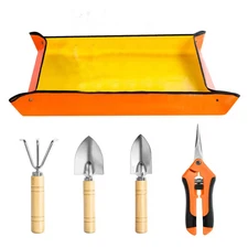5-Piece Mini Garden Tool Set with Pruning Shear, Repotting Mat for Indoor Plants