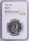 1953 Franklin Half NGC PF67+ RARE Light Cameo PR67
