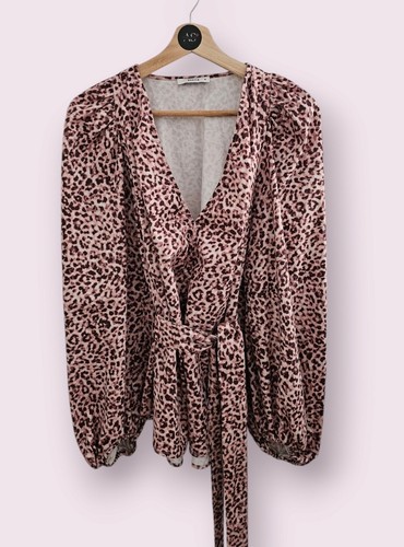 SHEIKE Instinct Animal Print Top SIZE 16 PINK Balloon Sleeves - Picture 3 of 12