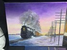 4 RAILROAD THEMED PAINTINGS BY D. BIGLANDS OIL ON CANVAS 14"X11" & 10"X8" 2 EACH — photo 2