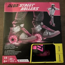 PINK NEON STREET ROLLERS - LIGHT UP WHEELS - FITS SHOE - NEW IN BOX