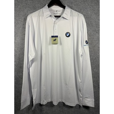 Horn Legend BMW Long Sleeve Polo Shirt White Bamboo Charcoal Luxury Large NWT