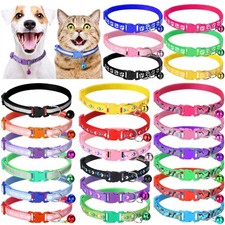 24 Pcs Cat Collar with Bells Adjustable Safe Kitten Collars Puppy Collars for