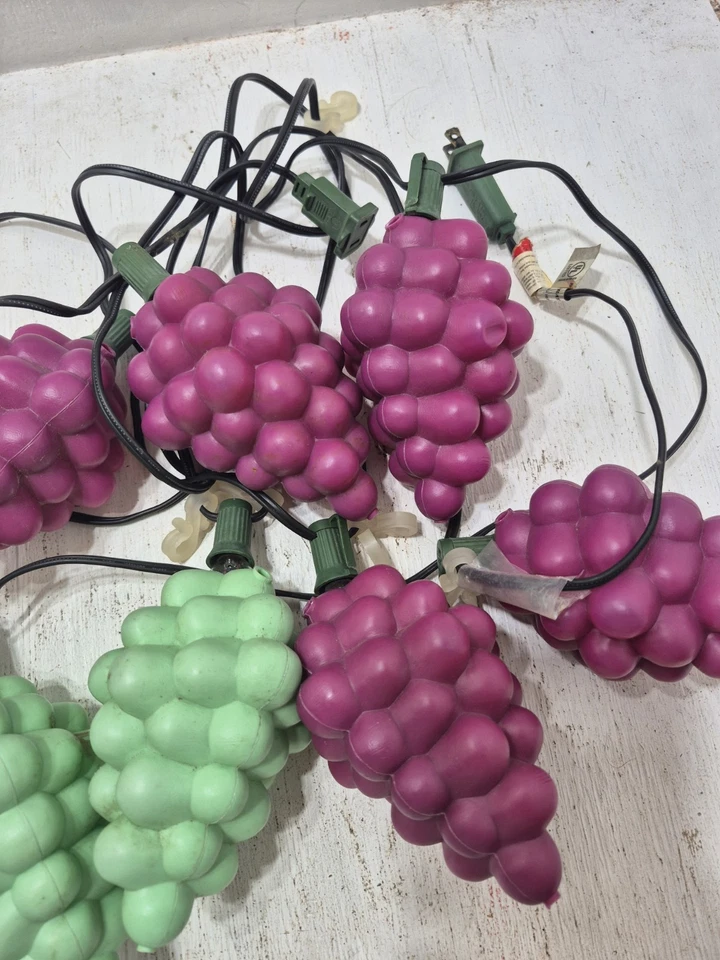 Racimo de uva de colección raro molde soplado cadena luces patio linterna años 80 90 Foto 3 de 4