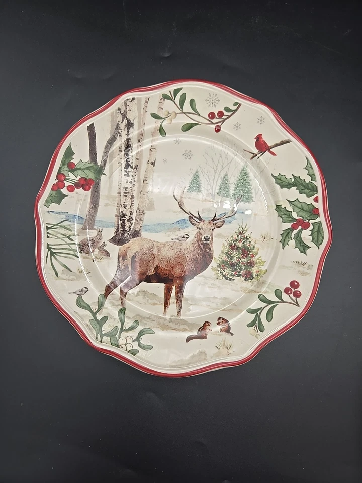 Lote de 7 platos de ensalada Better Homes & Gardens Winter Forest Heritage Collection Foto 3 de 4