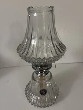 Rare Lamplight Farms, Austria Diamond Cut Crystal Oil Lamp 13 Inch