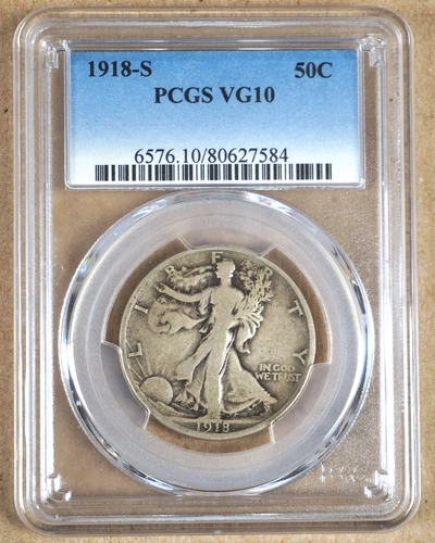 1918-S WALKING LIBERTY HALF DOLLAR PCGS VG10 627584