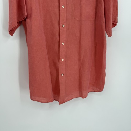 Daniel Cremieux Linen Shirt Mens Size 2X Tall Button Up Short Sleeve Salmon - Picture 4 of 9