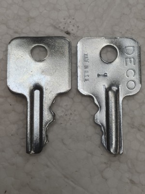 New Old Stock Deco 1 Precut Key Set of 2 NOS Stamped Steel Keyblank Pair