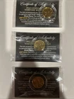 1943 Genuine Steel Wartime Wheat Cent 24KT Gold Plated With Cert Card Set Of 3
