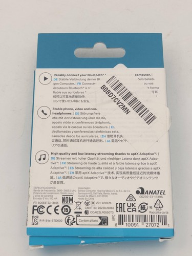 Sennheiser BTD 600 Adattatore USB Bluetooth USB-A USB-C aptX Streaming Alta Qualità - Foto 2 di 5