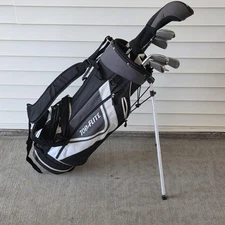 Top Flite Senior Flex Golf Club Set Driver Woods Hybrids Irons Putter Stand Bag