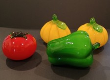 Vintage Set of 4 Mid-Century Modern Murano-Style Hand-Blown Art Glass Vegetables