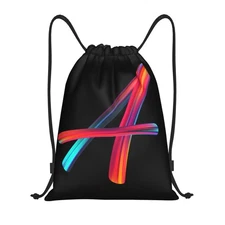 Drawstring Bags Initial Drawstring Backpack Sackpack Black Draw String Cinch ...
