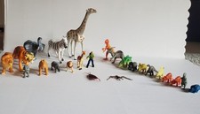 Plastic Animal Figure Mixed Lot 24 Jungle Safari Dinosaurs Big And Small
