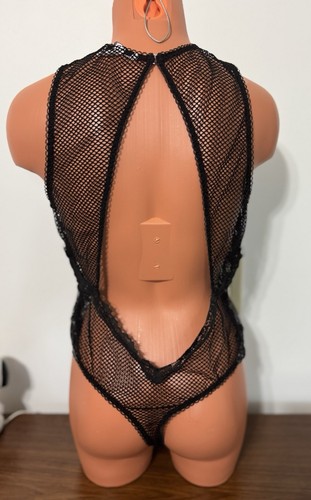 Victoria's Secret Black Mesh & Lace teddy - size Large - Foto 2 di 8