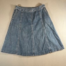 vintage LL Bean Classic Fit Denim Skirt Womens Size 8 Reg Flared A-Line Paneled