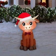 Holiday Living 3.5-ft Lighted Cow Merry Christmas Inflatable
