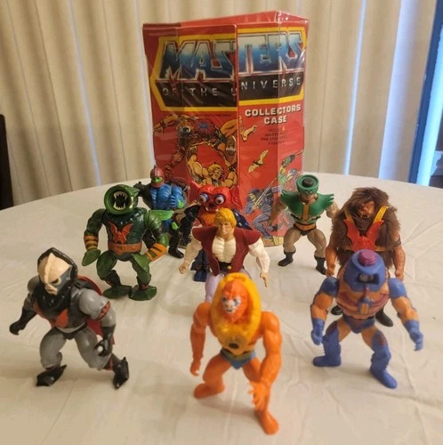 Vtg 1980s Motu Masters Of The Universe Original He-Man Action Figures & Case.
