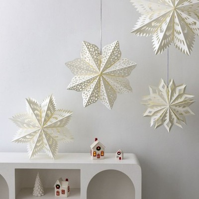 3er Set für PAPIER Schneeflocken in weiß für Winter Themen Event und